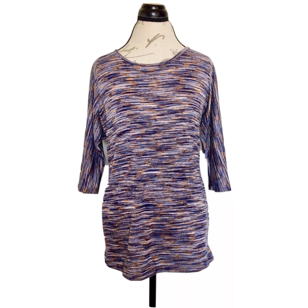Dress Barn Womens Blouse Size Small Striped Sweater  3/4 Sleeve 3D Knit  Boho